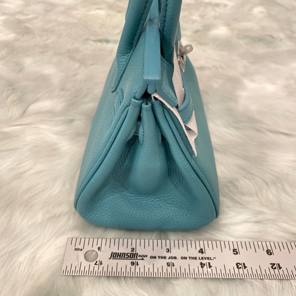 Blue Mini 20CM TOGO leather top handle Satchel bag silver Lock key - Picture 8 of 16